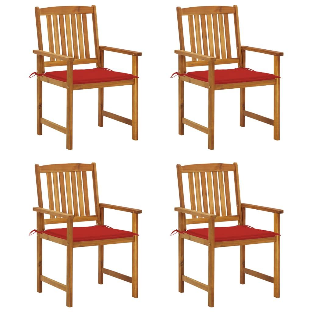 Patio Chairs with Cushions 4 pcs Solid Acacia Wood