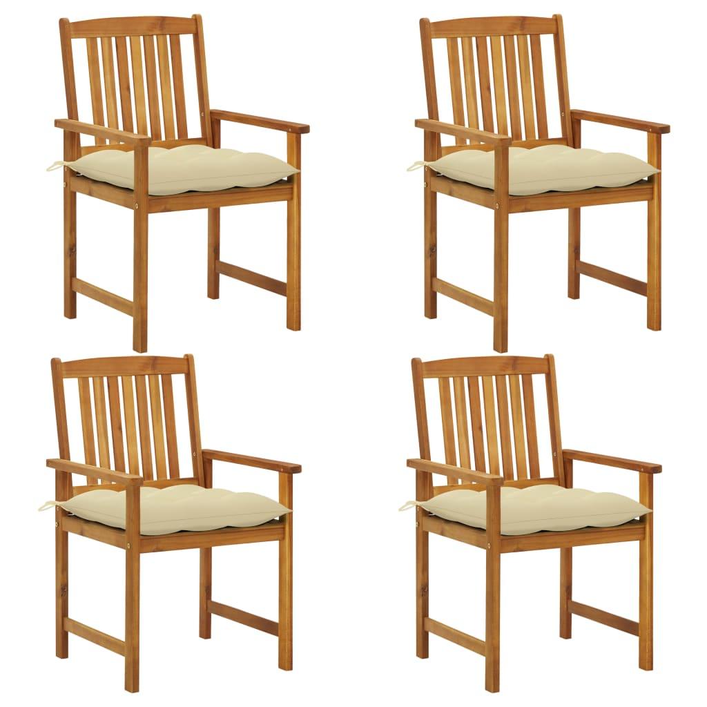 Patio Chairs with Cushions 4 pcs Solid Acacia Wood - vidaXL - 3061202 - Set Shop and Smile