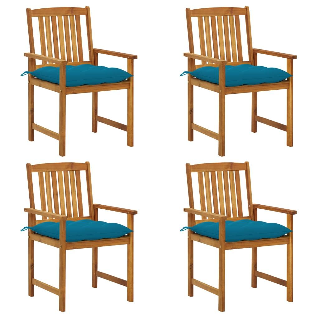 Patio Chairs with Cushions 4 pcs Solid Acacia Wood