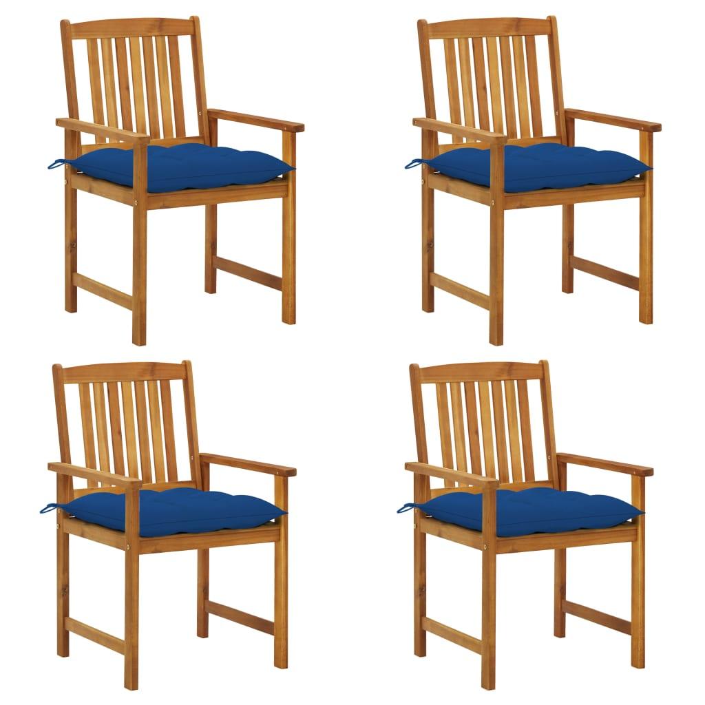 Patio Chairs with Cushions 4 pcs Solid Acacia Wood - vidaXL - 3061218 - Set Shop and Smile