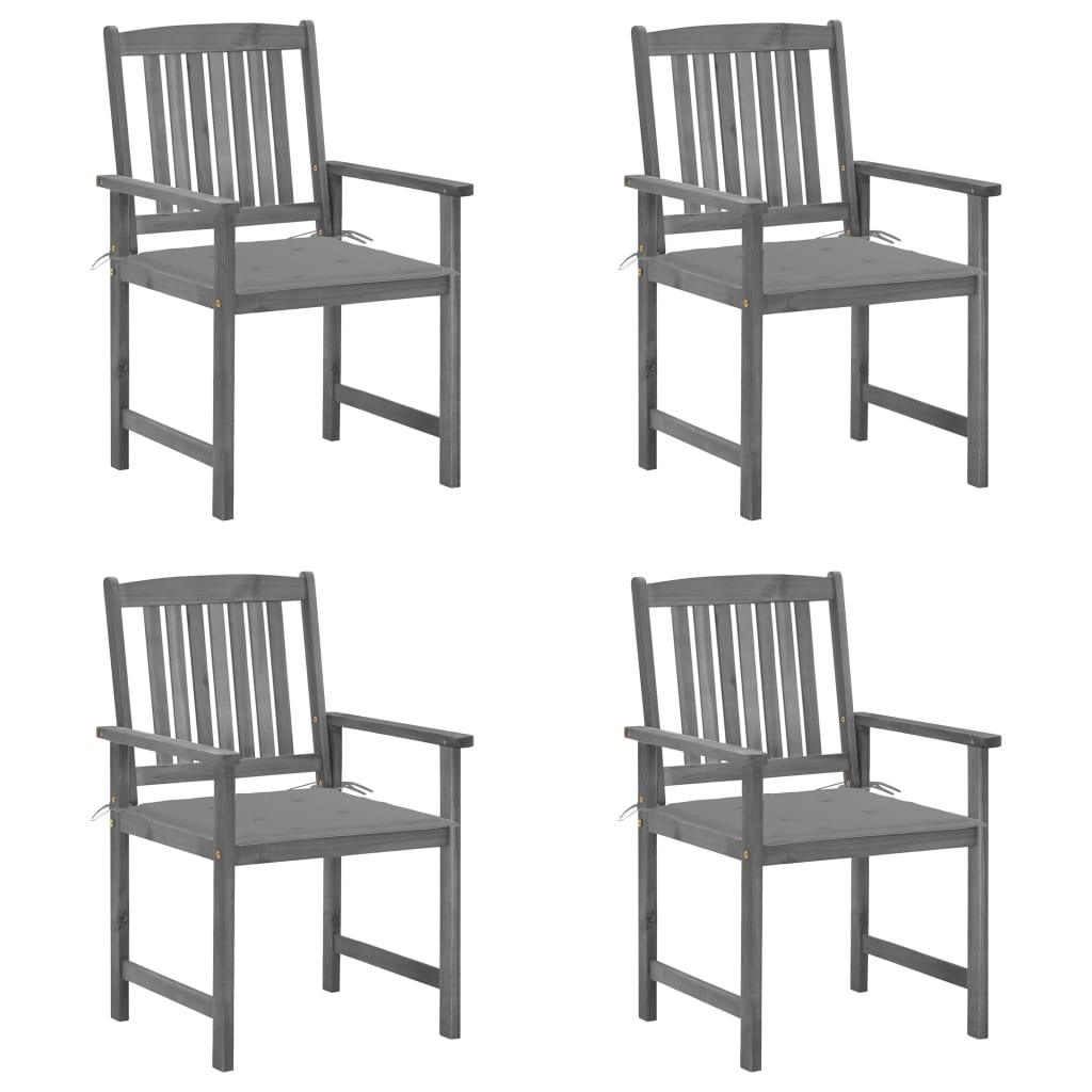 Patio Chairs with Cushions 4 pcs Gray Solid Acacia Wood - vidaXL - 3061224 - Set Shop and Smile