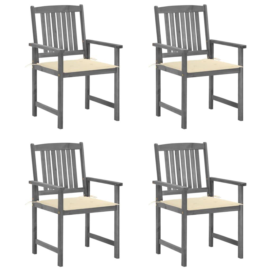Patio Chairs with Cushions 4 pcs Gray Solid Acacia Wood - vidaXL - 3061226 - Set Shop and Smile