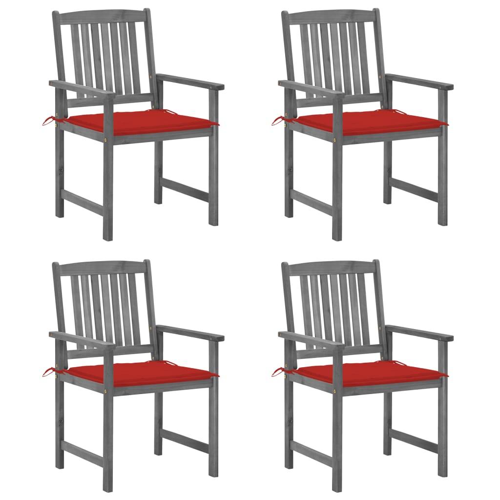 Patio Chairs with Cushions 4 pcs Gray Solid Acacia Wood - vidaXL - 3061234 - Set Shop and Smile