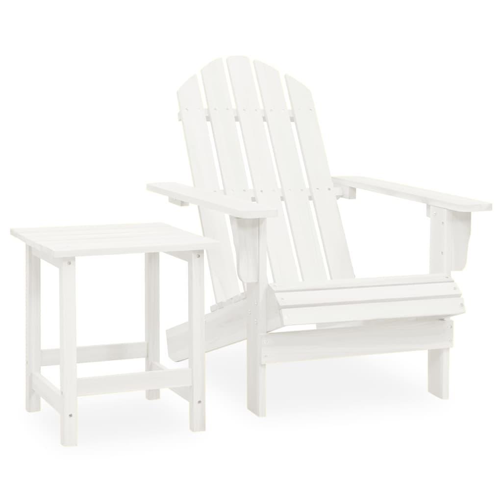 Patio Adirondack Chair with Table Solid Fir Wood White