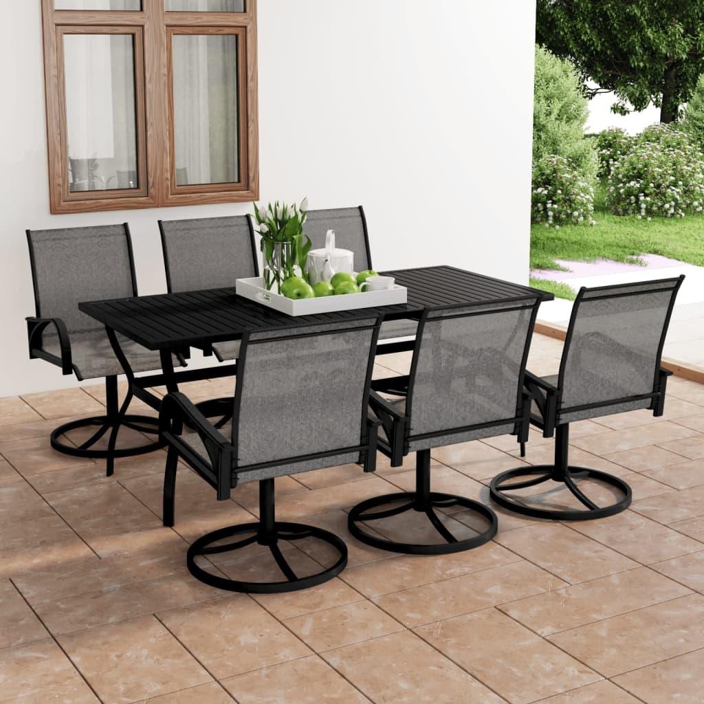 7 Piece Patio Dining Set Textilene and Steel