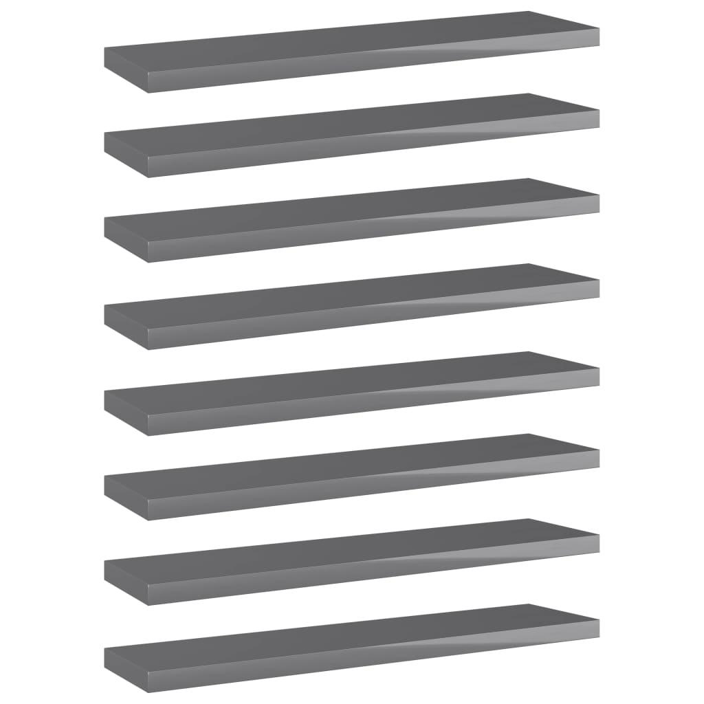 Bookshelf Boards 8 pcs High Gloss Gray 15.7"x3.9"x0.6" Engineered Wood - vidaXL - 805137 - Set Shop and Smile