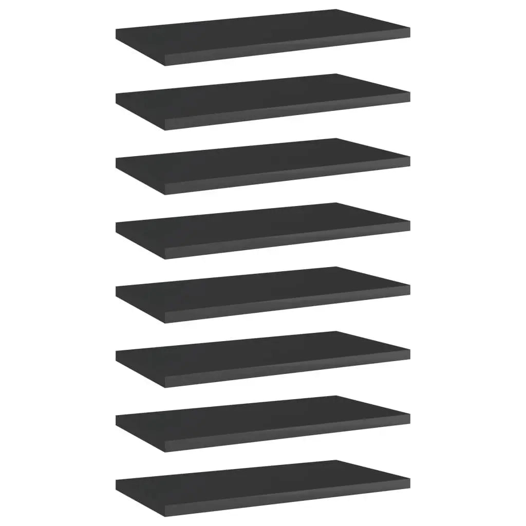 Bookshelf Boards 8 pcs High Gloss Black 15.7