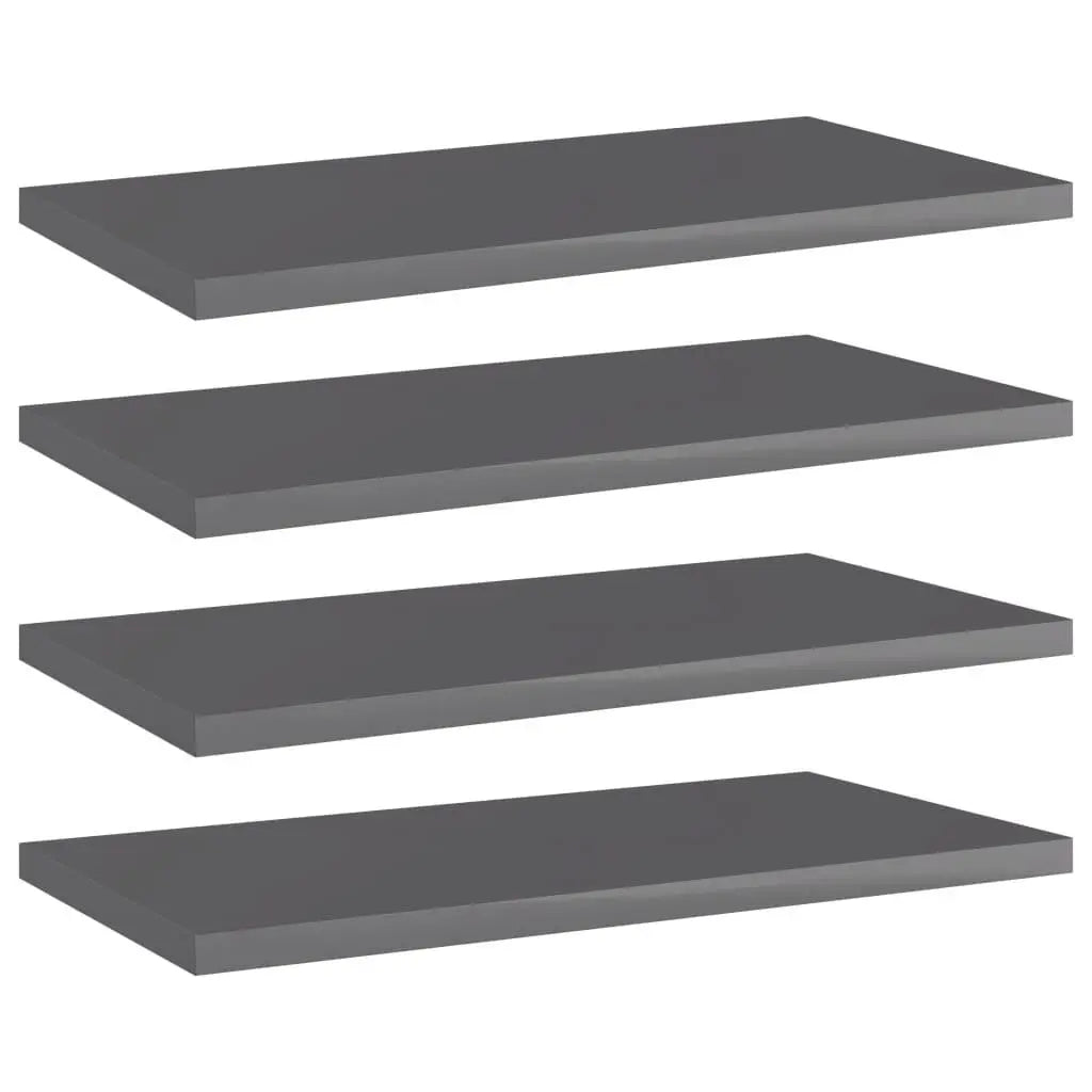 Bookshelf Boards 4 pcs High Gloss Gray 15.7