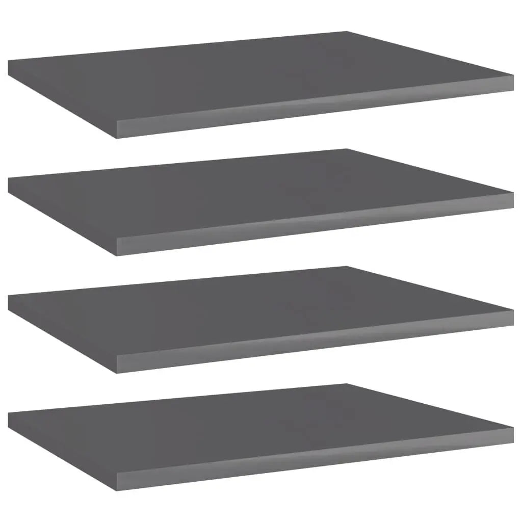 Bookshelf Boards 4 pcs High Gloss Gray 15.7