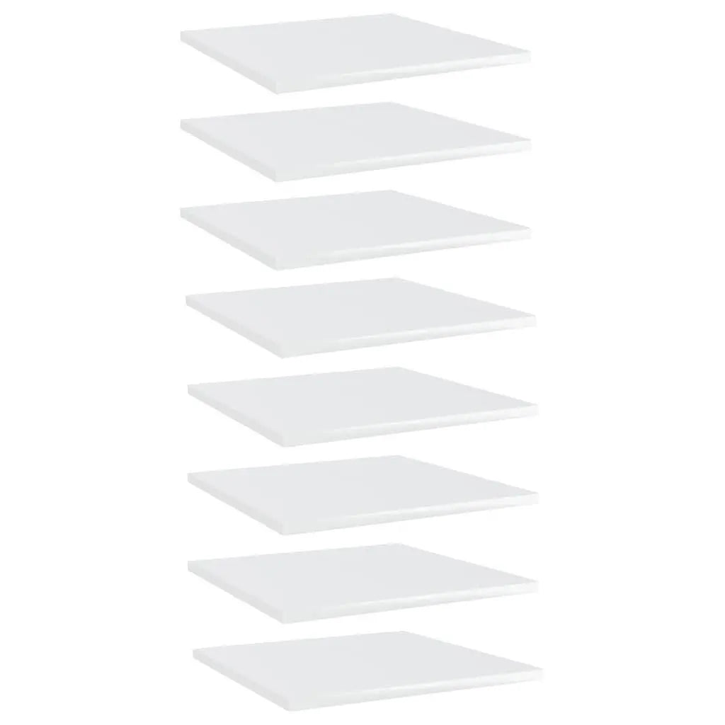 Bookshelf Boards 8 pcs High Gloss White 15.7