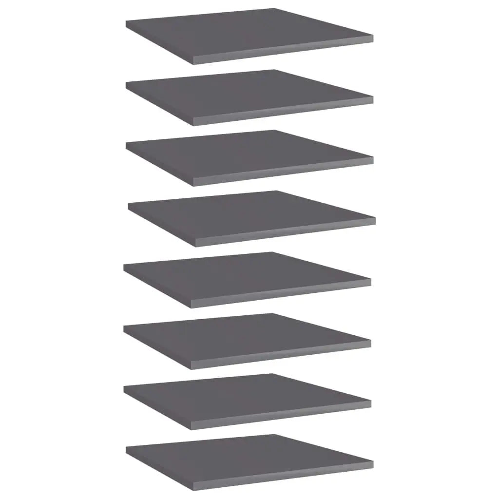 Bookshelf Boards 8 pcs High Gloss Gray 15.7