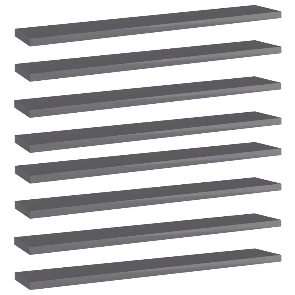 Bookshelf Boards 8 pcs High Gloss Gray 23.6