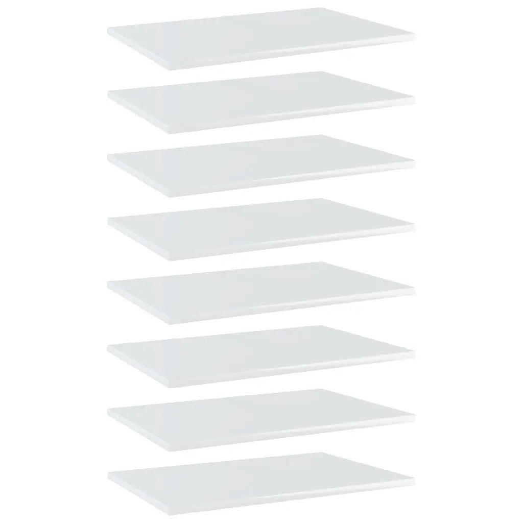 Bookshelf Boards 8 pcs High Gloss White 23.6