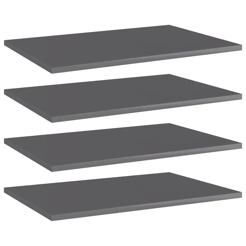 Bookshelf Boards 4 pcs High Gloss Gray 23.6