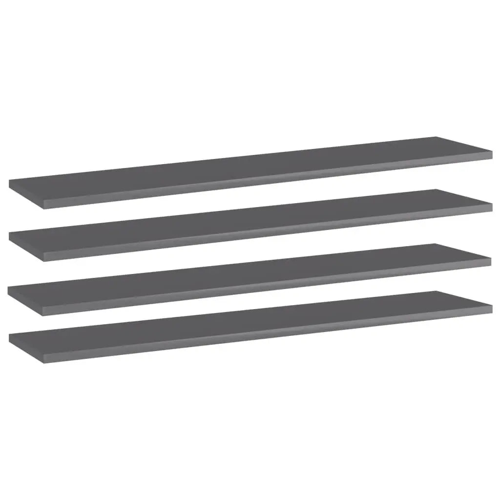 Bookshelf Boards 4 pcs High Gloss Gray 39.4