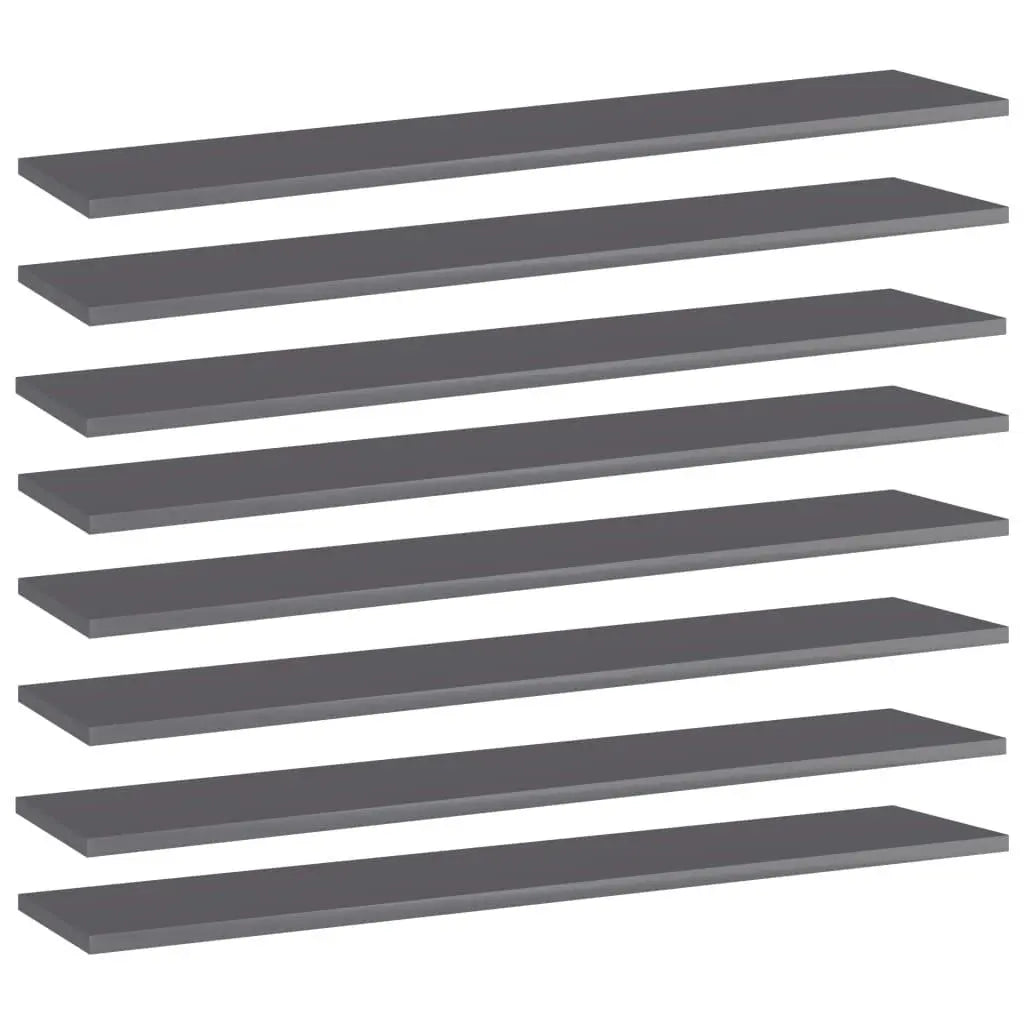 Bookshelf Boards 8 pcs High Gloss Gray 39.4