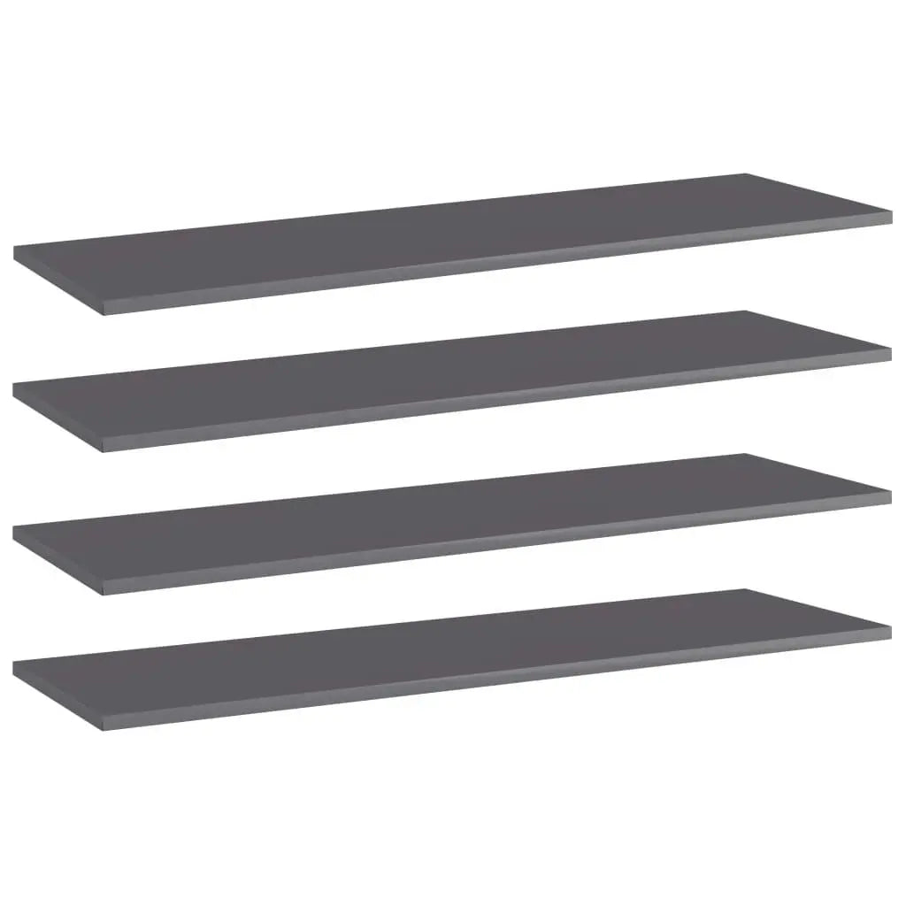 Bookshelf Boards 4 pcs High Gloss Gray 39.4