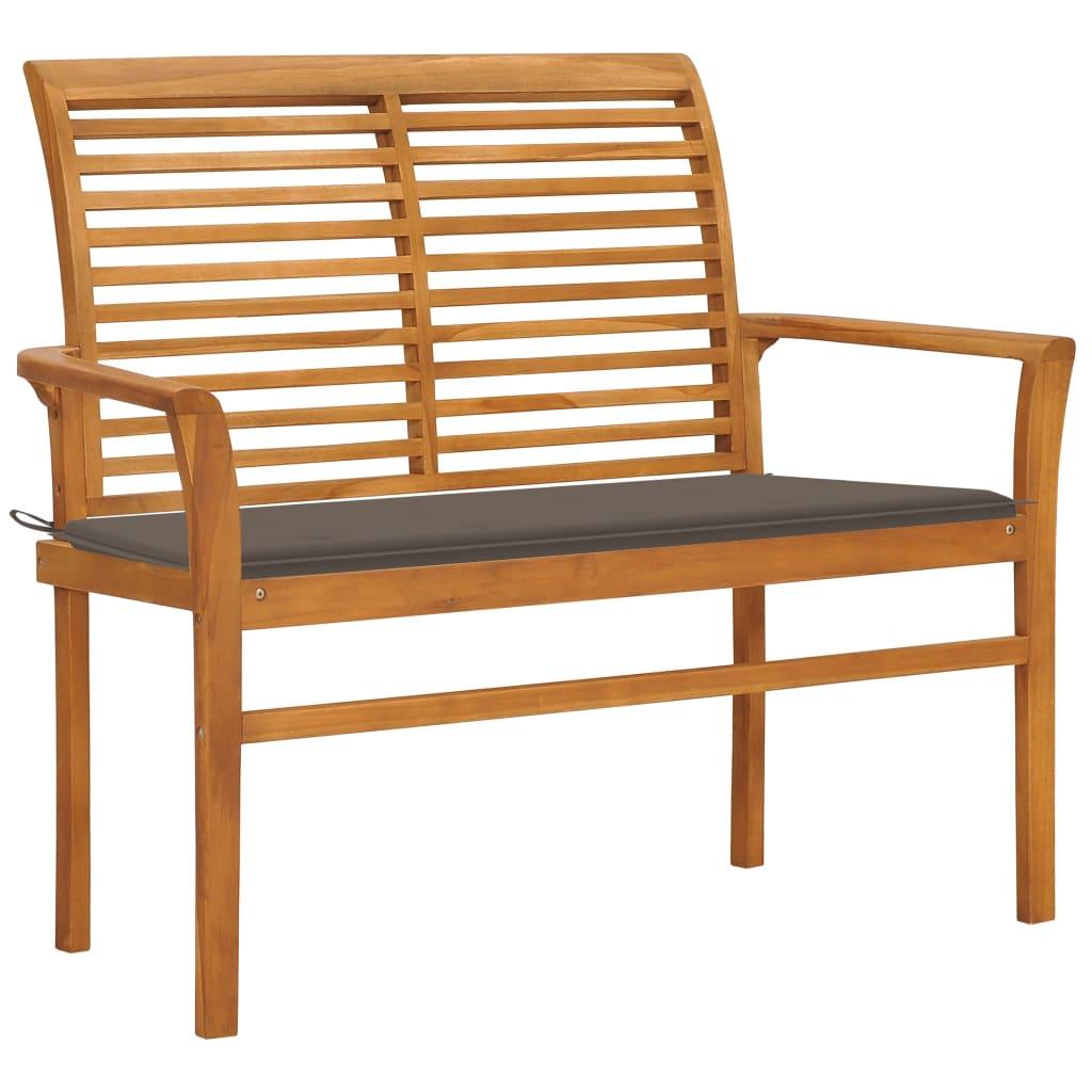 Patio Bench with Taupe Cushion 44.1" Solid Teak Wood - vidaXL - 3062657 - Set Shop and Smile