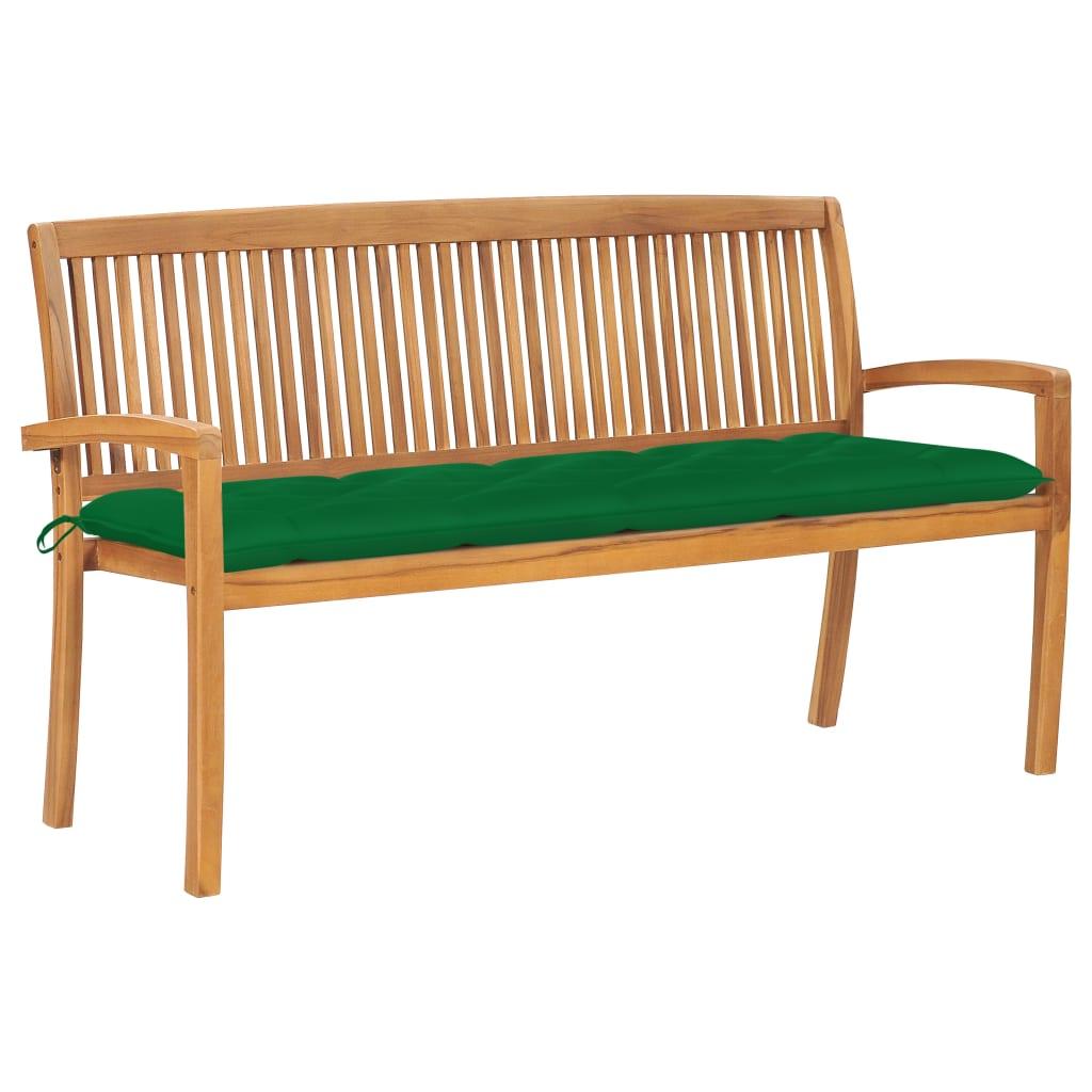 Stacking Patio Bench with Cushion 62.6" Solid Teak Wood - vidaXL - 3063326 - Set Shop and Smile
