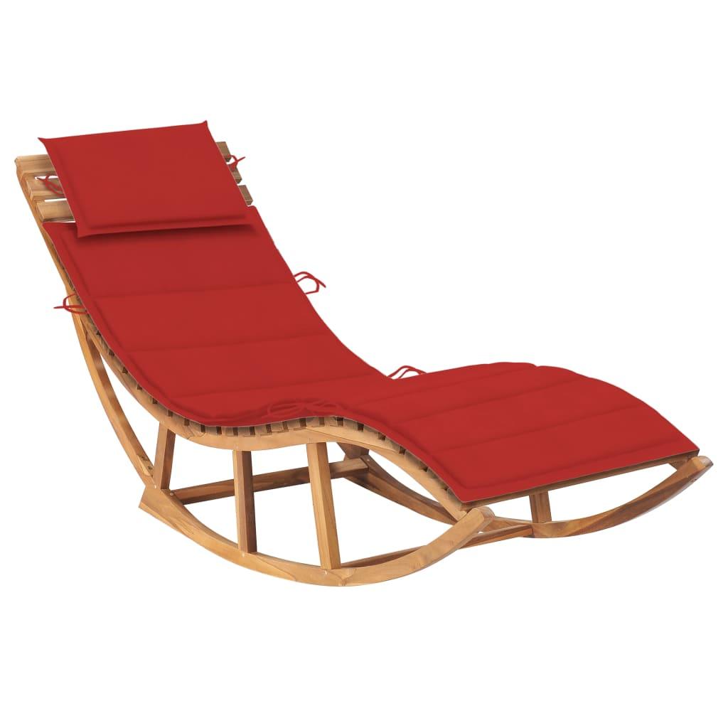 Rocking Sun Lounger with Cushion Solid Teak Wood - vidaXL - 3063339 - Set Shop and Smile