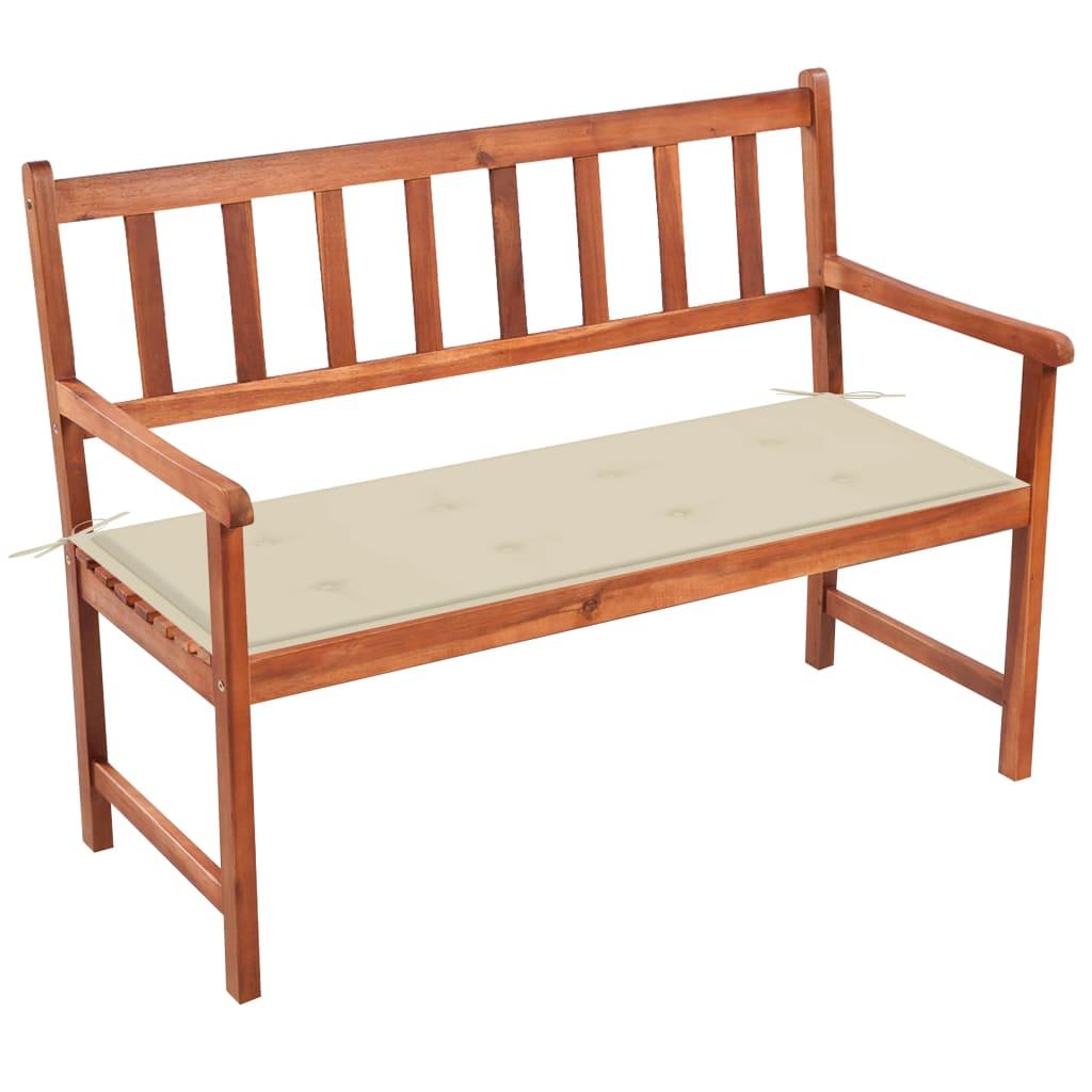 Patio Bench with Cushion 47.2" Solid Acacia Wood - vidaXL - 3063770 - Set Shop and Smile