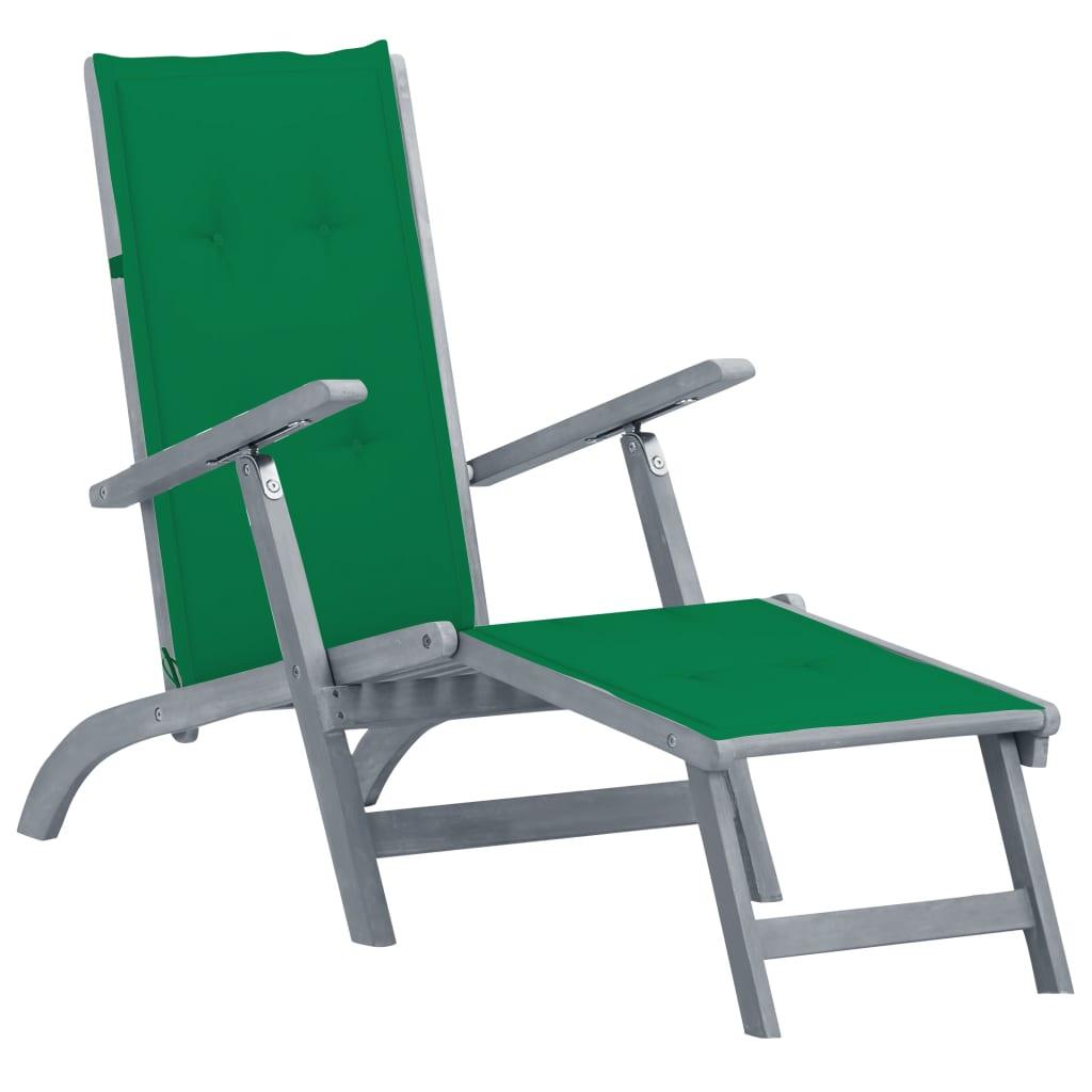 Patio Deck Chair with Footrest and Cushion Solid Acacia Wood - vidaXL - 3064034 - Set Shop and Smile