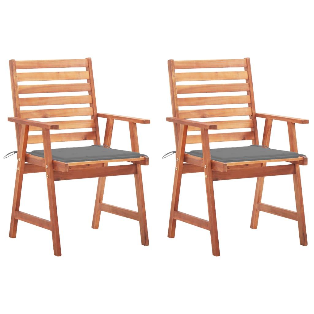 Patio Dining Chairs 2 pcs with Cushions Solid Acacia Wood - vidaXL - 3064321 - Set Shop and Smile