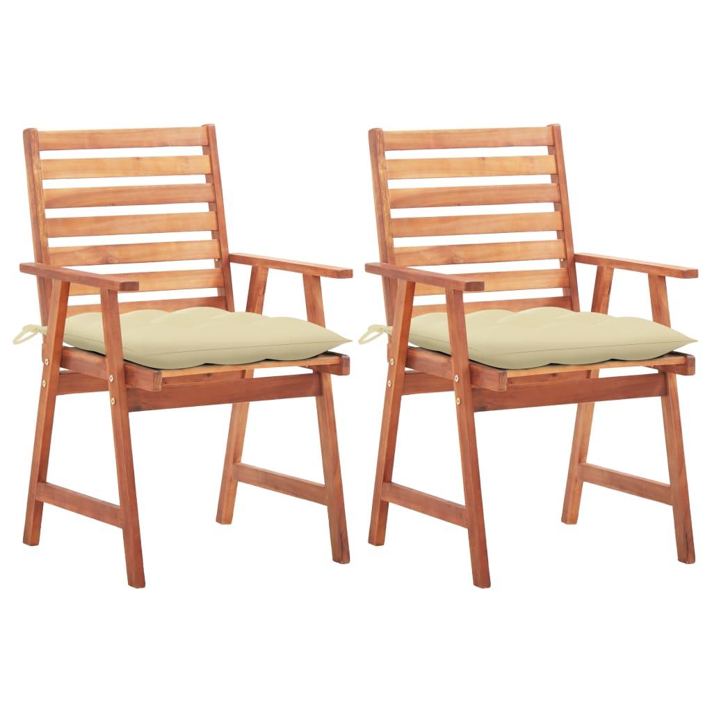 Patio Dining Chairs 2 pcs with Cushions Solid Acacia Wood - vidaXL - 3064337 - Set Shop and Smile