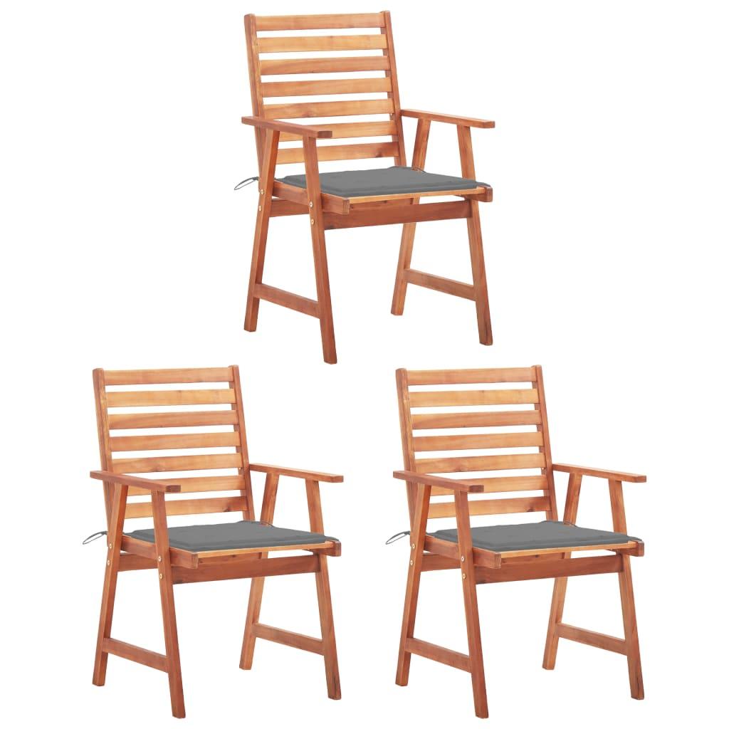 Patio Dining Chairs 3 pcs with Cushions Solid Acacia Wood - vidaXL - 3064348 - Set Shop and Smile