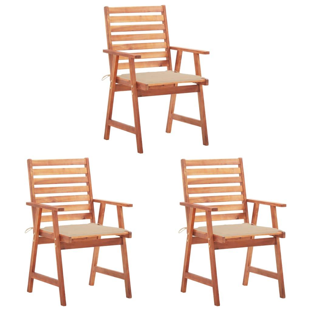 Patio Dining Chairs 3 pcs with Cushions Solid Acacia Wood - vidaXL - 3064350 - Set Shop and Smile