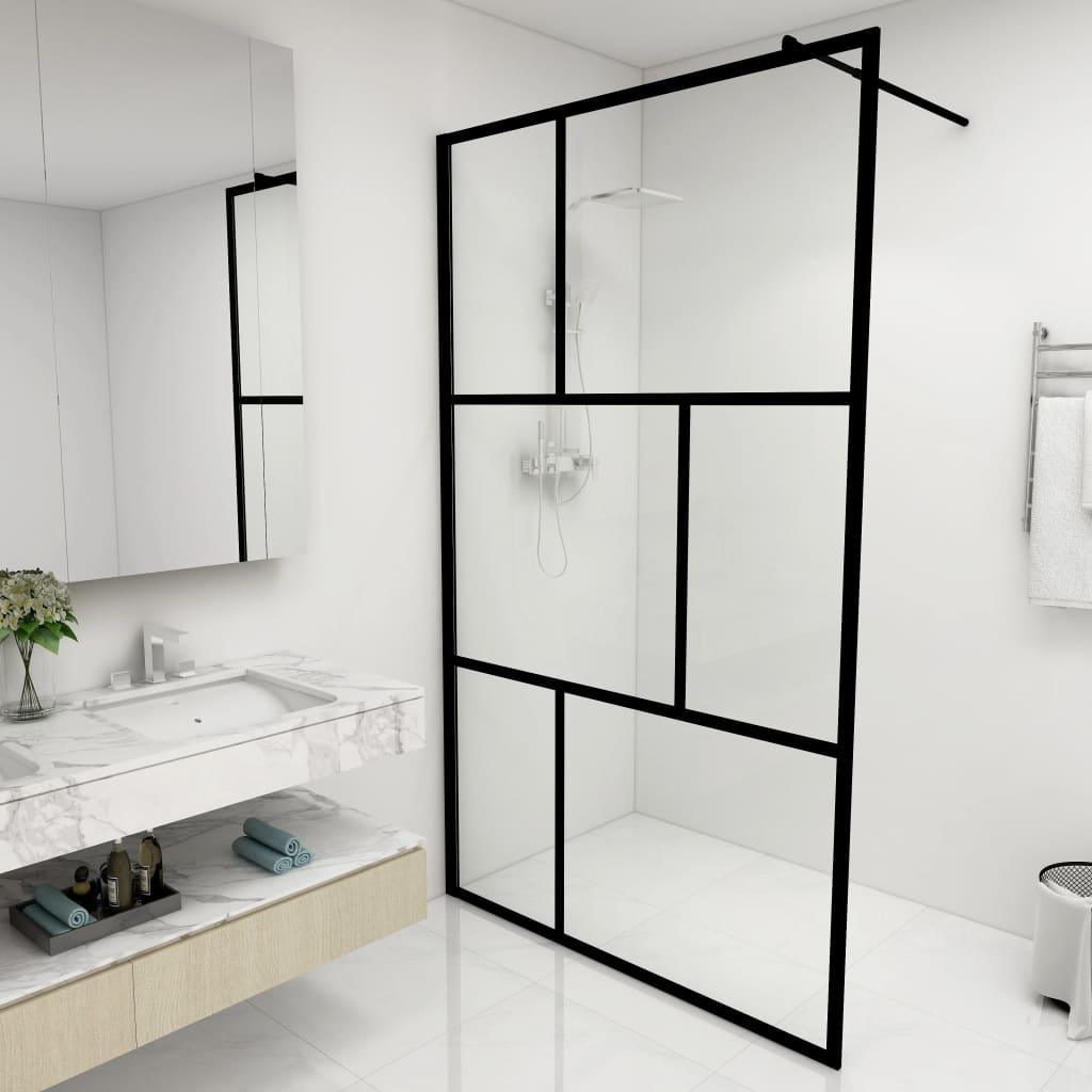 Walk-in Shower Wall with Tempered Glass Black 45.3