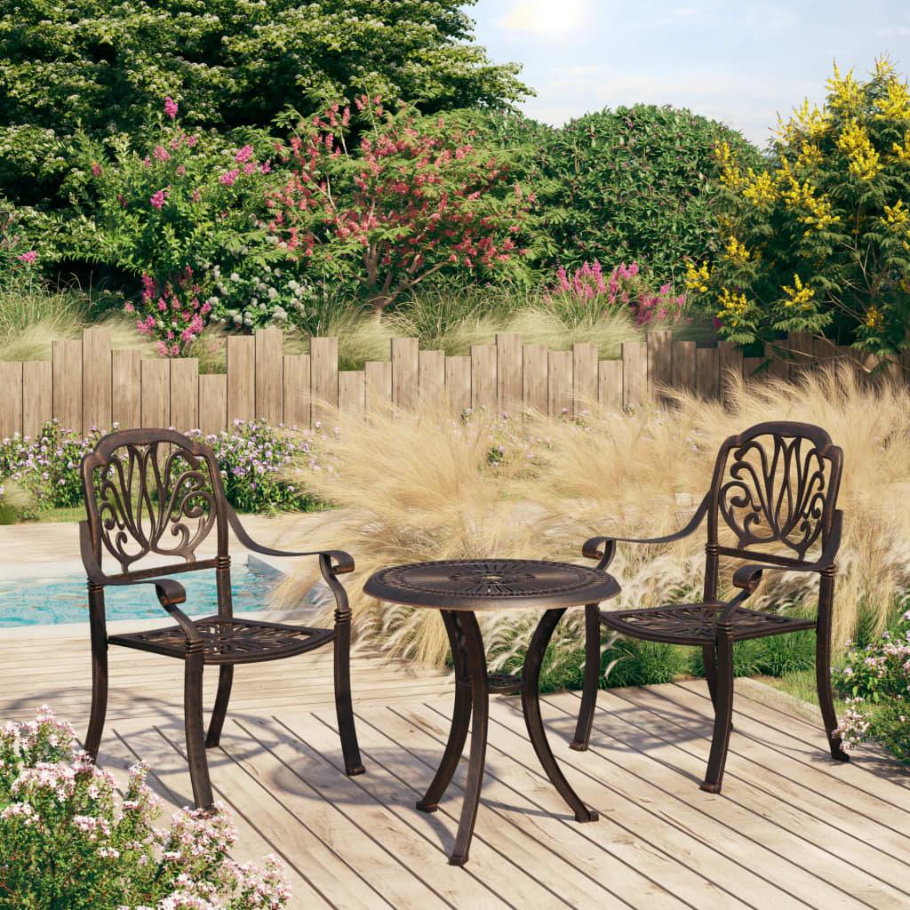 3 Piece Bistro Set Cast Aluminum Bronze