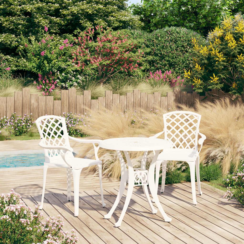 3 Piece Bistro Set Cast Aluminum White