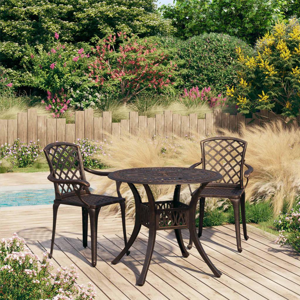 3 Piece Bistro Set Cast Aluminum Bronze