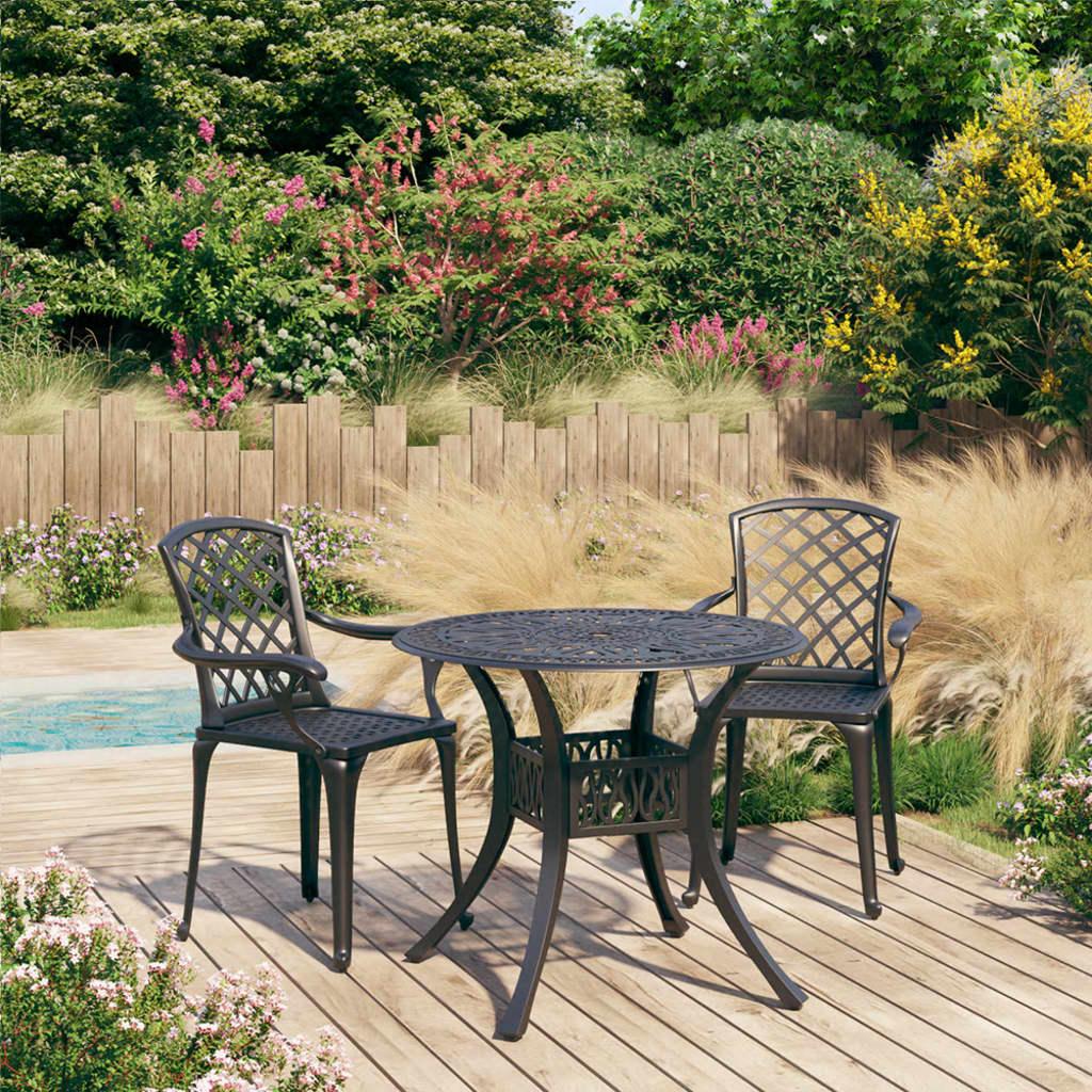 3 Piece Bistro Set Cast Aluminum Black