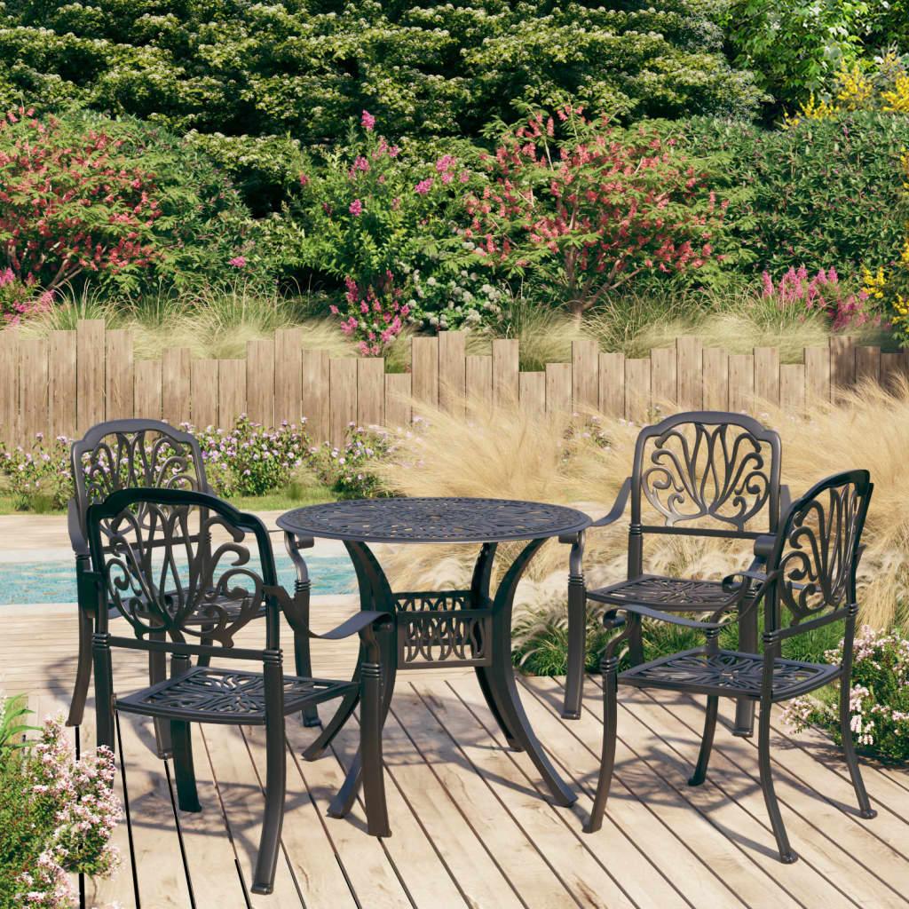 5 Piece Bistro Set Cast Aluminum Black