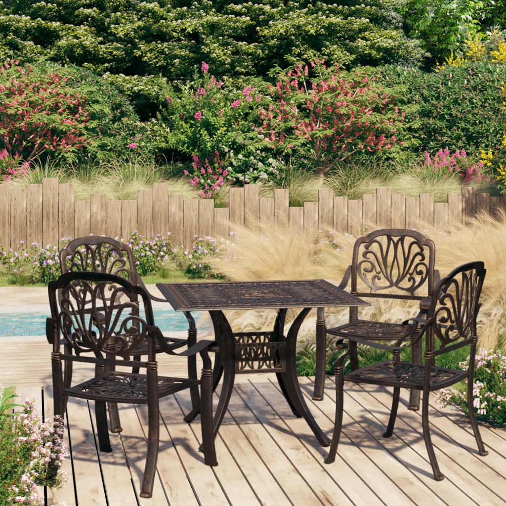 5 Piece Bistro Set Cast Aluminum Bronze