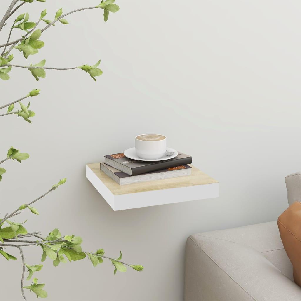 Floating Wall Shelf Oak and White 9.1