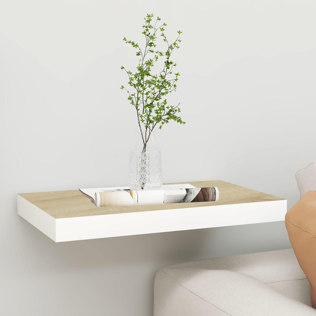 Floating Wall Shelf Oak and White 15.7