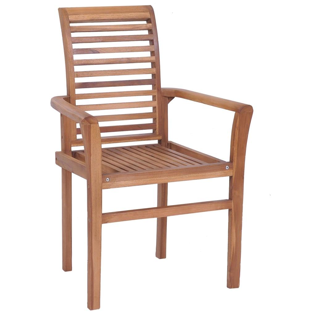 Stacking Dining Chairs 6 pcs Solid Teak Wood