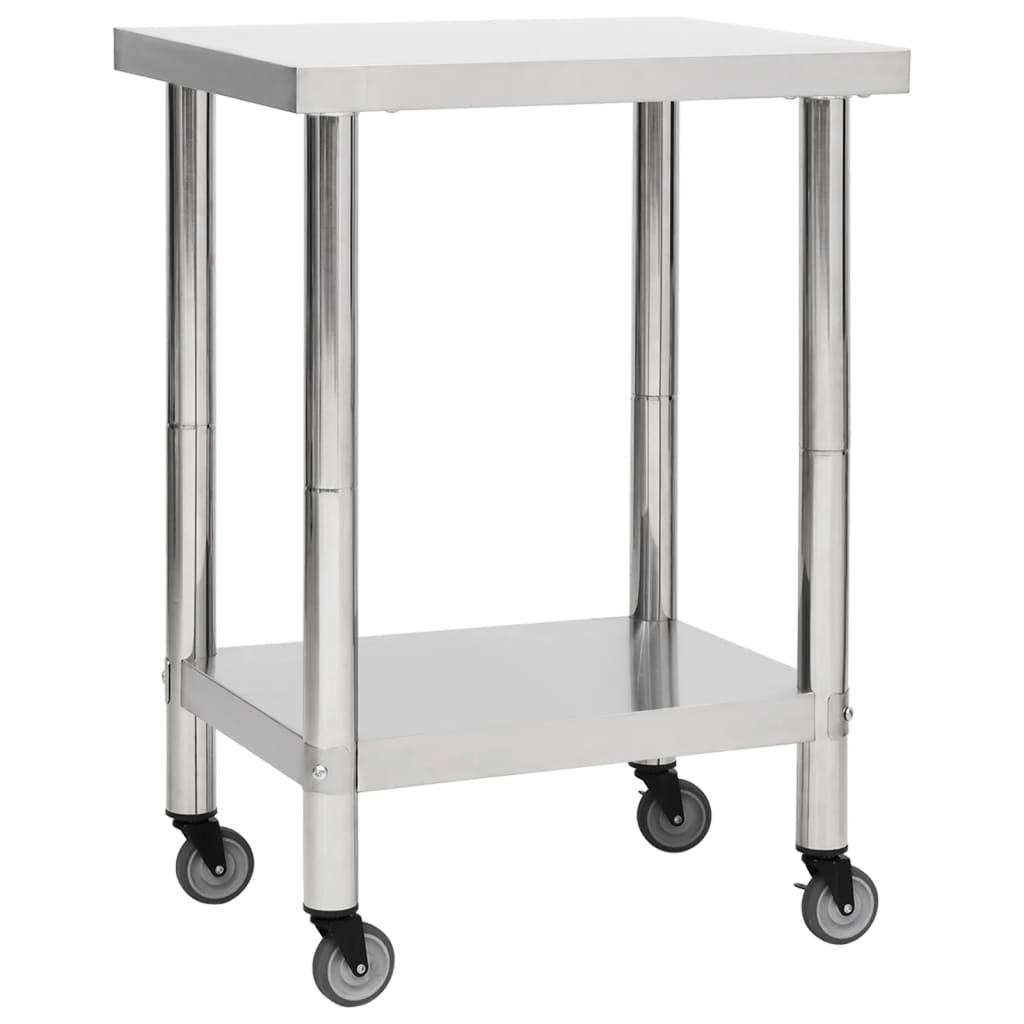 Kitchen Work Table with Wheels 23.6