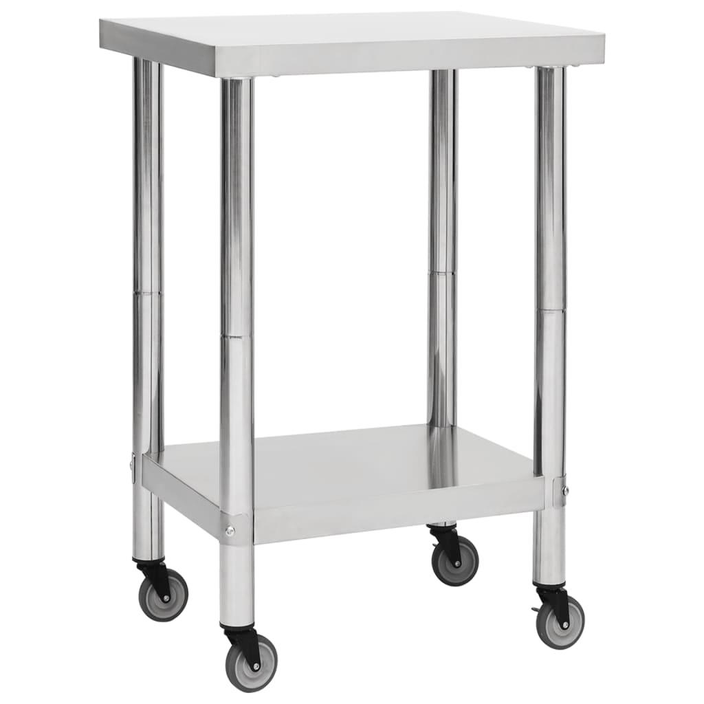 Kitchen Work Table with Wheels 23.6