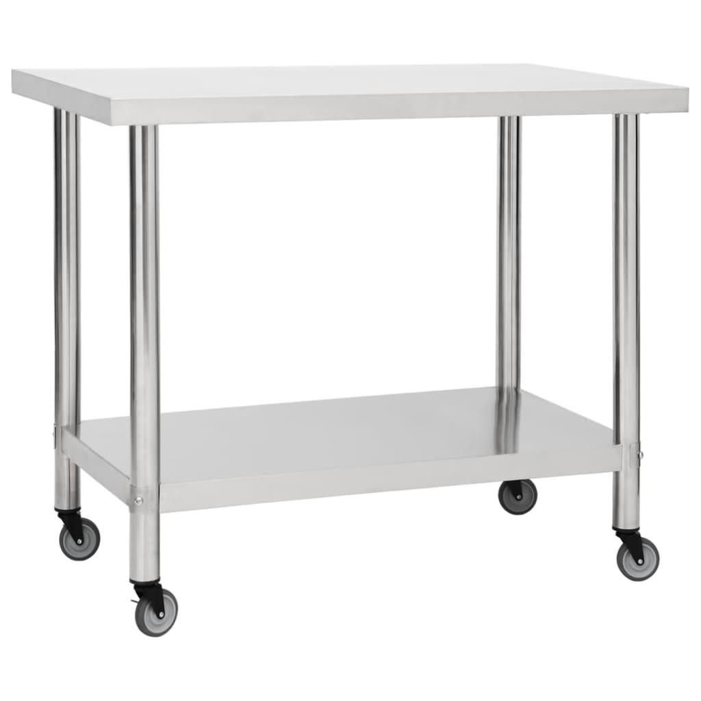 Kitchen Work Table with Wheels 31.5