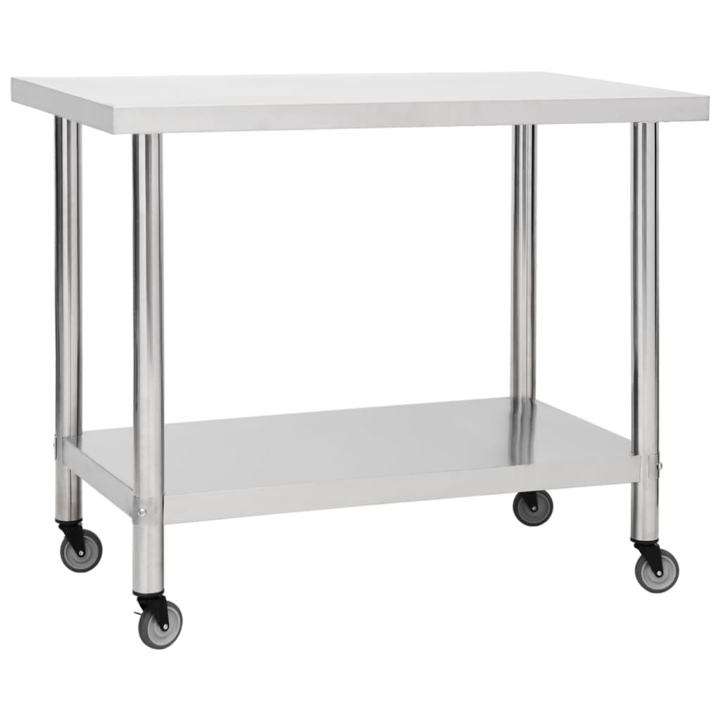 Kitchen Work Table with Wheels 39.4