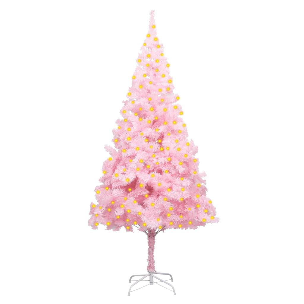 Artificial Christmas Tree with LEDs&Stand Pink 82.7" PVC - vidaXL - 3077414 - Set Shop and Smile
