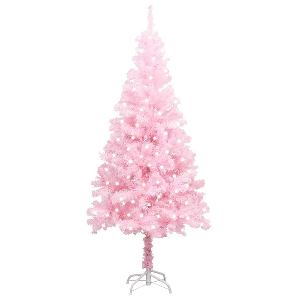 Artificial Christmas Tree with LEDs&Stand Pink 94.5" PVC - vidaXL - 3077415 - Set Shop and Smile