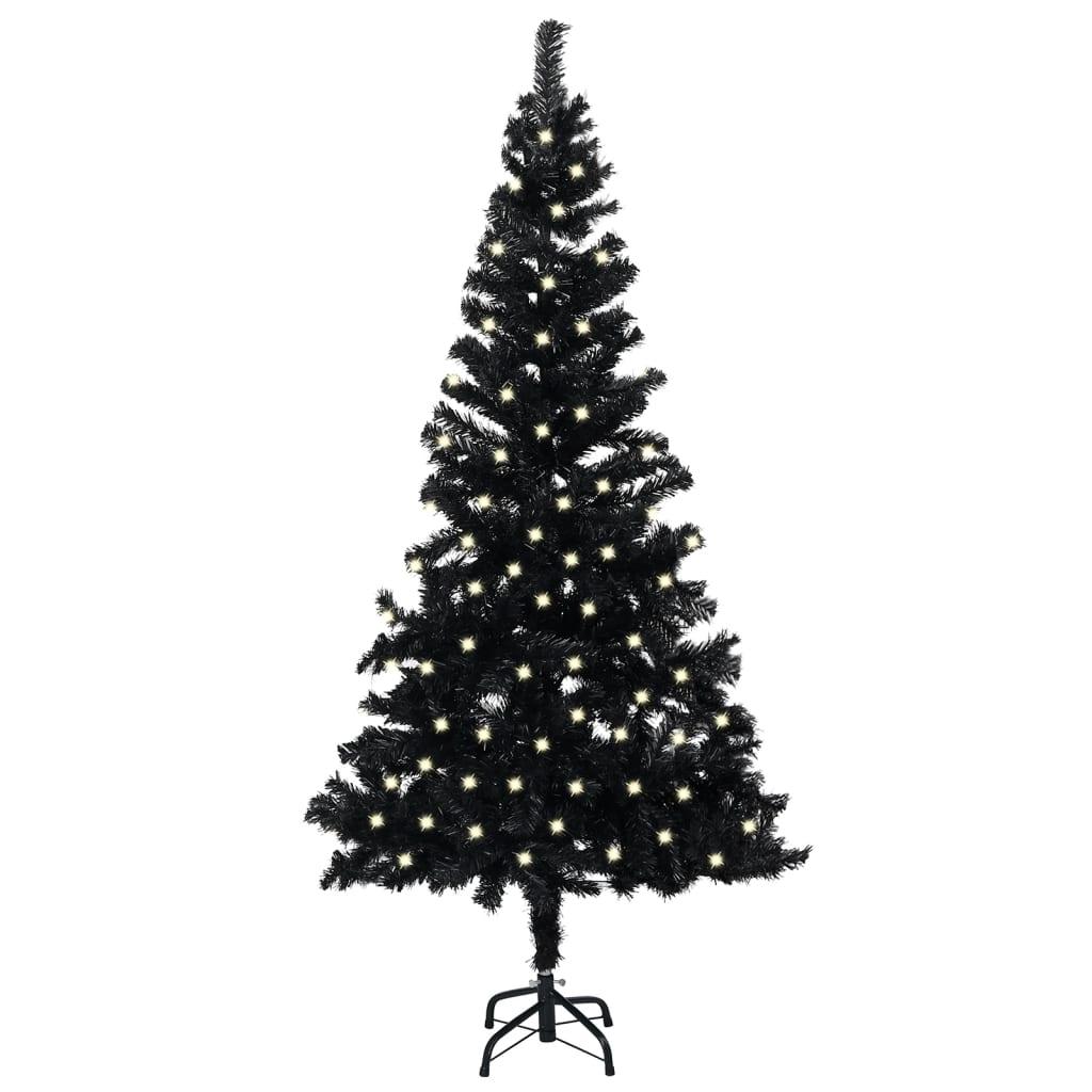 Artificial Christmas Tree with LEDs&Stand Black 94.5" PVC - vidaXL - 3077420 - Set Shop and Smile