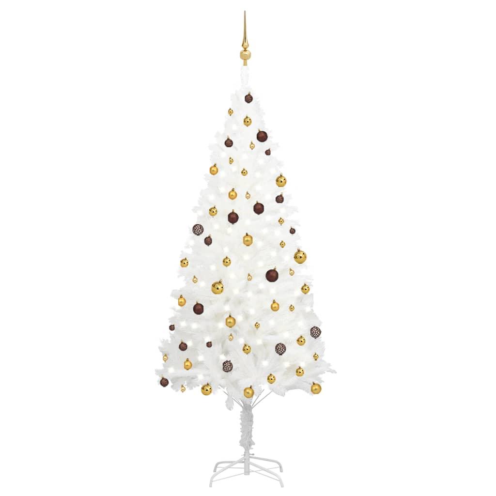 Artificial Christmas Tree with LEDs&Ball Set White 94.5" - vidaXL - 3077550 - Set Shop and Smile