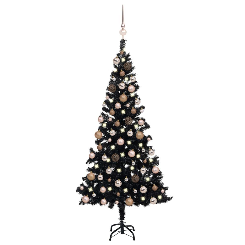Artificial Christmas Tree with LEDs&Ball Set Black 59.1" PVC - vidaXL - 3077589 - Set Shop and Smile