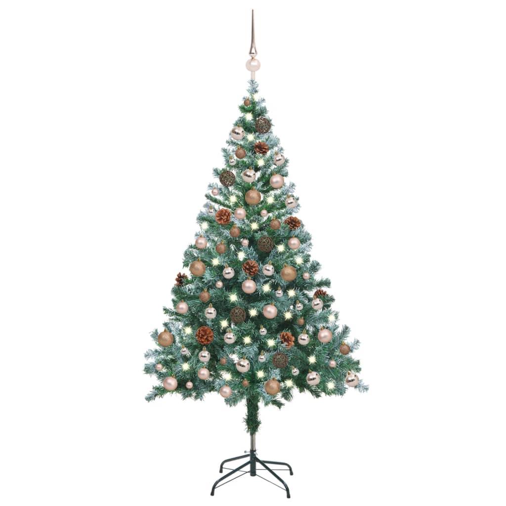 Frosted Christmas Tree with LEDs&Ball Set Pinecones 59.1" - vidaXL - 3077613 - Set Shop and Smile